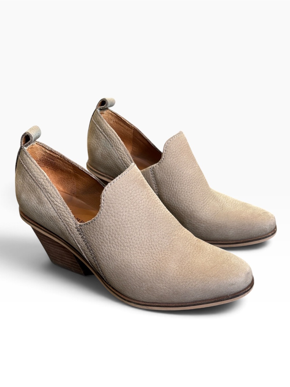 Lucky Brand Vennia Booties Women's 7.5 Tan Leather Slip-On Ankle Boots